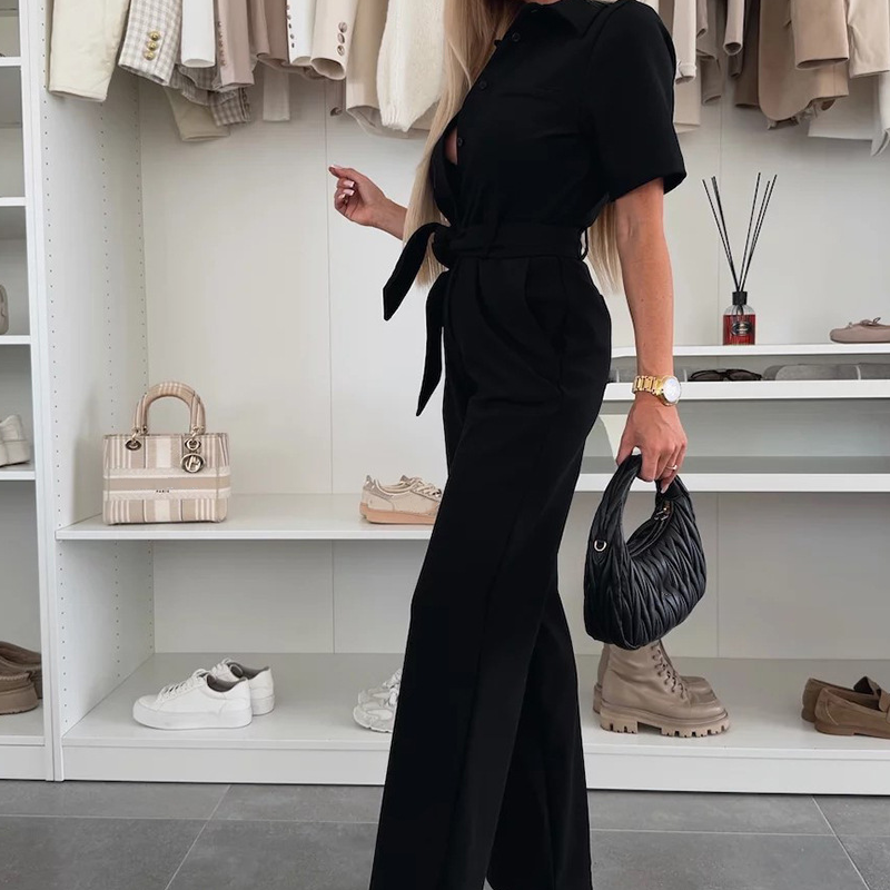 🌸Summer Sale -50% off🌸Women’s Button-Down Jumpsuit with Waist Tie