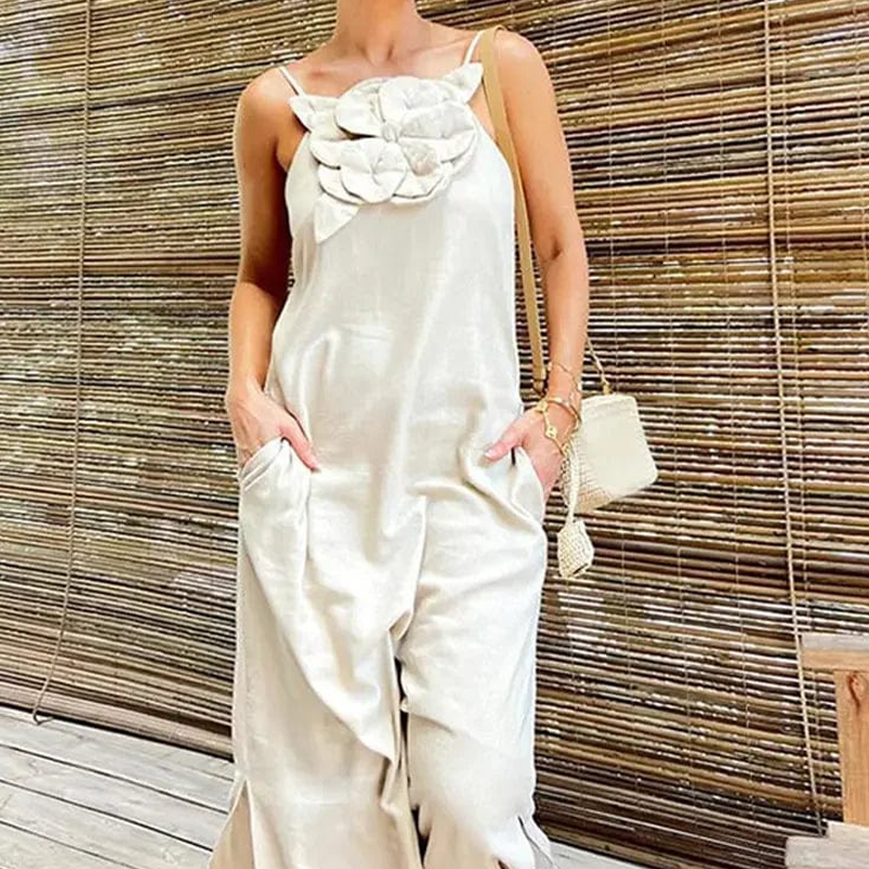 ⏳ Limited time 50% off! 💥Women's Elegant Spaghetti Strap Maxi Dress with Floral Accent