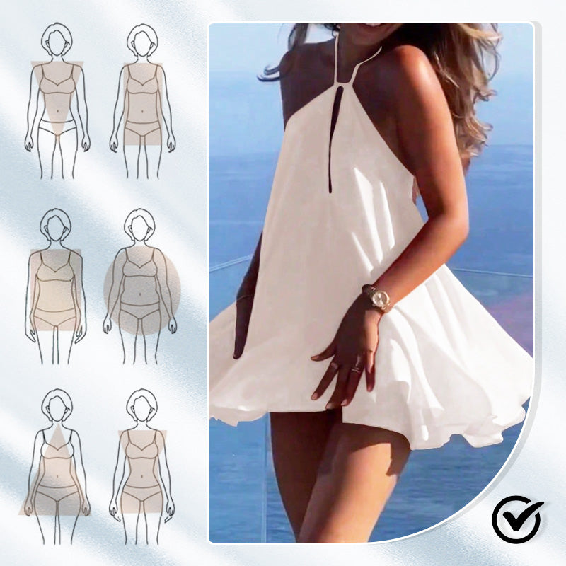 Women's Sexy Backless Pleated Halter Dress
