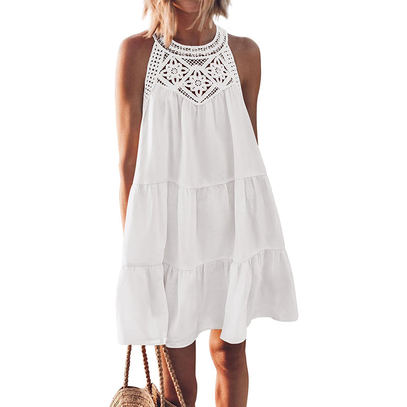 Women's Summer Hollow Out Halter Dress
