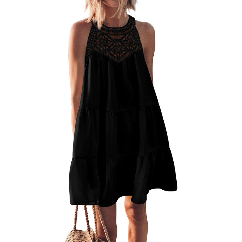 Women's Summer Hollow Out Halter Dress