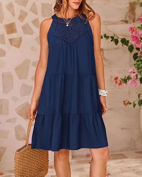 Women's Summer Hollow Out Halter Dress