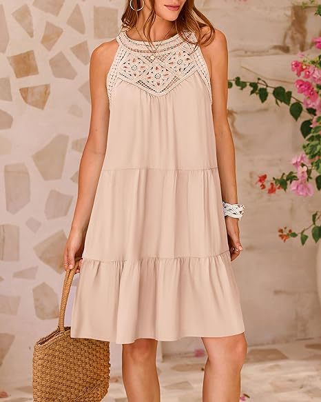 Women's Summer Hollow Out Halter Dress