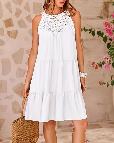 Women's Summer Hollow Out Halter Dress