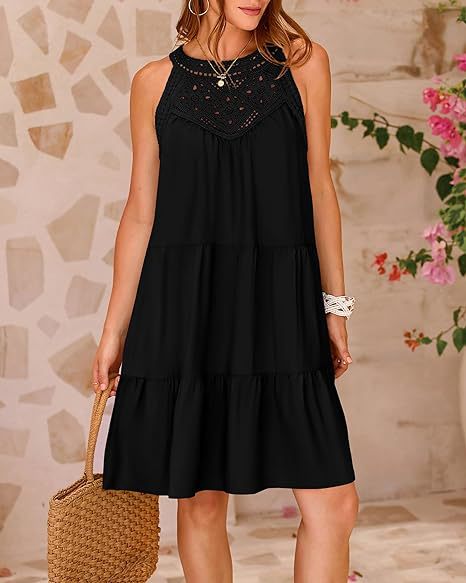Women's Summer Hollow Out Halter Dress