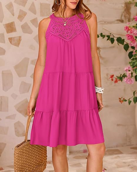 Women's Summer Hollow Out Halter Dress