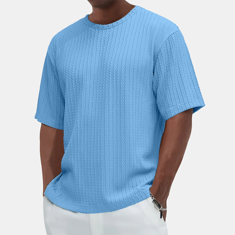 Men's Casual Versatile Textured Crew Neck T-Shirt