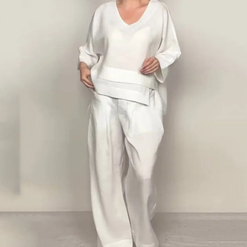 💐Autumn New Arrivals 50%OFF💖Irregular Hem Cotton Linen Short Sleeve Casual 2-Piece Set