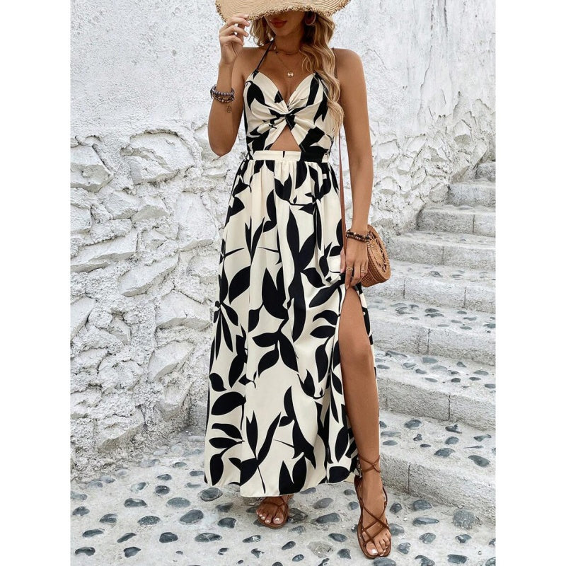 Women's Elegant Sexy Floral Print Halter Dress