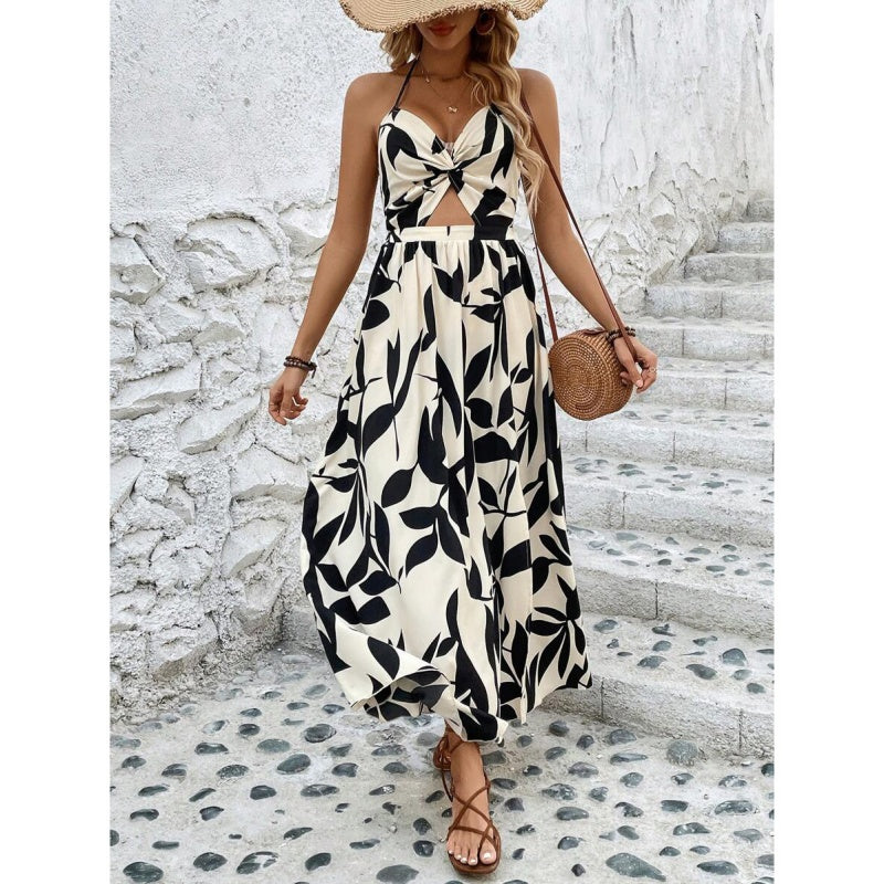 Women's Elegant Sexy Floral Print Halter Dress