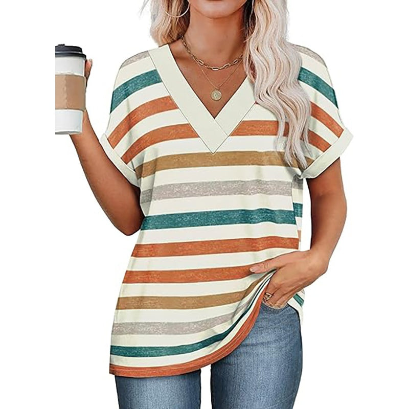 Women's V-Neck Dolman Sleeve Short-Sleeve Top