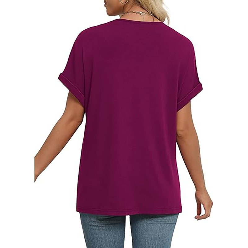 Women's V-Neck Dolman Sleeve Short-Sleeve Top