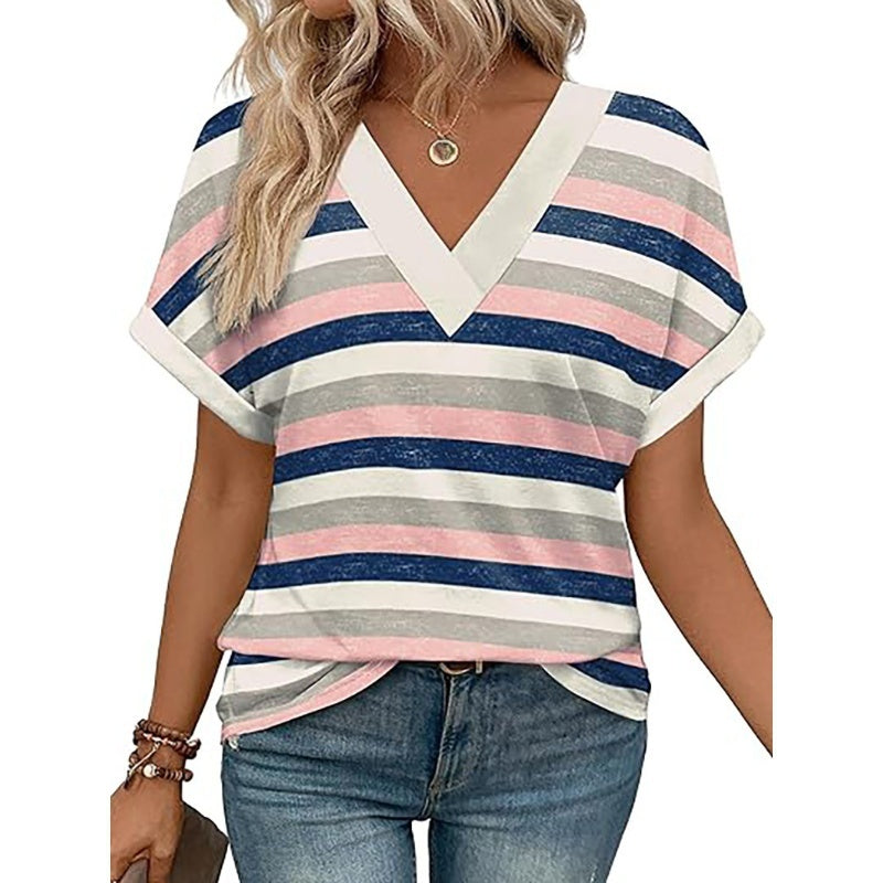 Women's V-Neck Dolman Sleeve Short-Sleeve Top