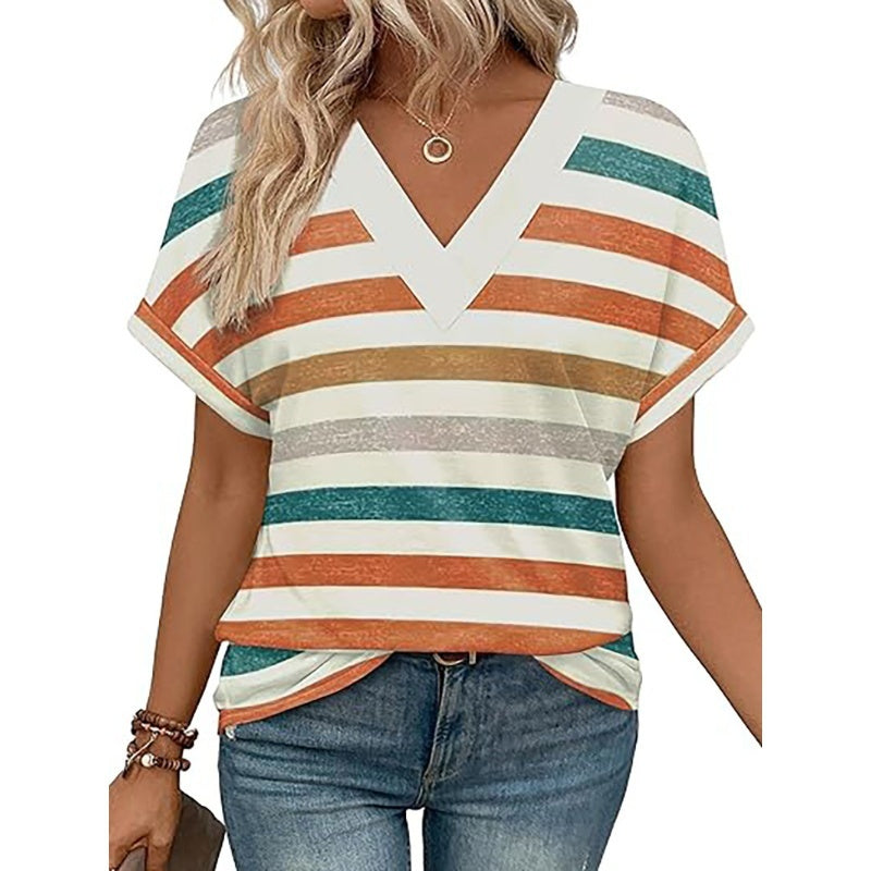 Women's V-Neck Dolman Sleeve Short-Sleeve Top