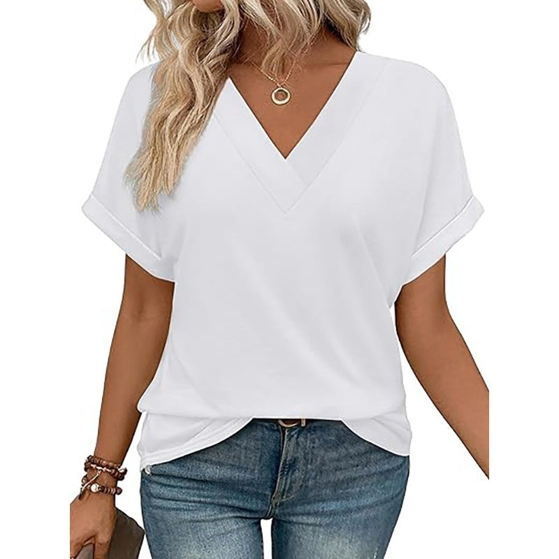 Women's V-Neck Dolman Sleeve Short-Sleeve Top