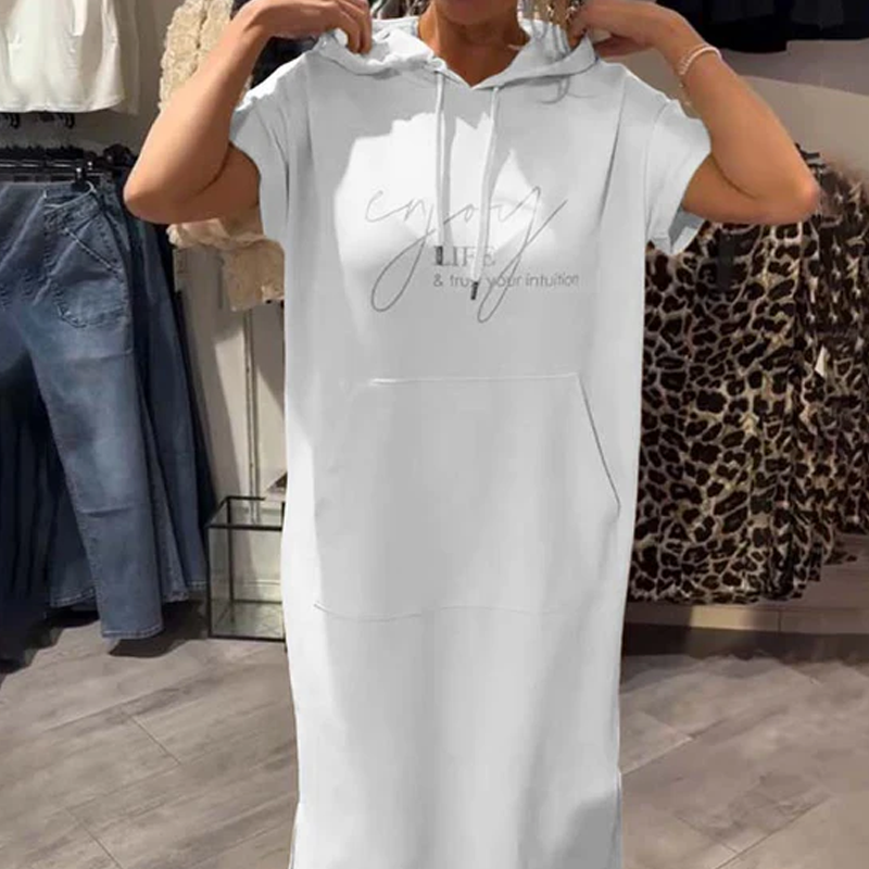 🔥Factory Direct Sales🔥Women’s Solid Short-Sleeve Hooded Long Dress