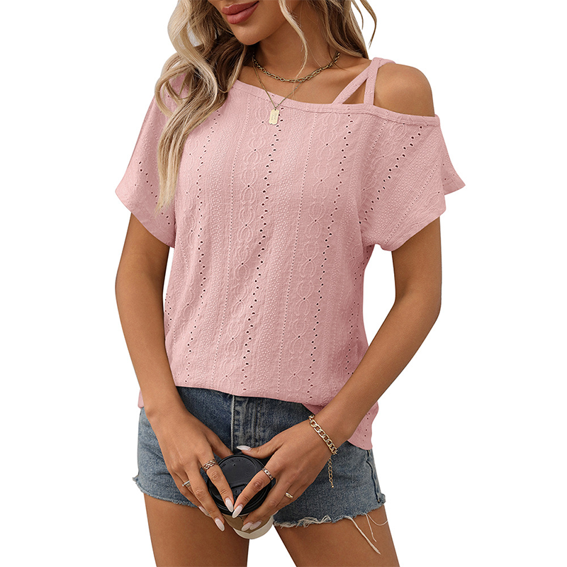 🔥NEW ARRIVAL LIMITED TIME OFFER🔥Women's Fashion Hollow Out Solid Color Short Sleeve Top