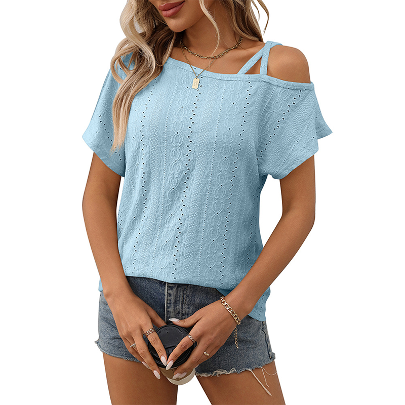 🔥NEW ARRIVAL LIMITED TIME OFFER🔥Women's Fashion Hollow Out Solid Color Short Sleeve Top