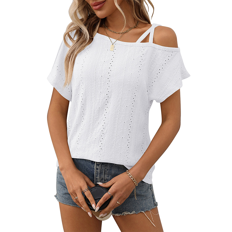 🔥NEW ARRIVAL LIMITED TIME OFFER🔥Women's Fashion Hollow Out Solid Color Short Sleeve Top