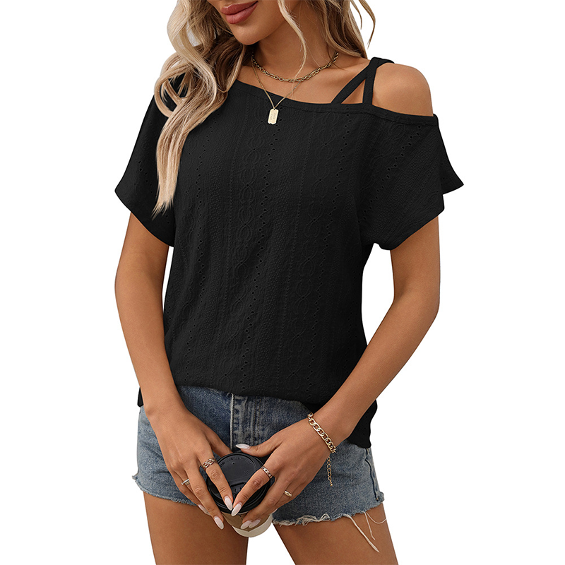 🔥NEW ARRIVAL LIMITED TIME OFFER🔥Women's Fashion Hollow Out Solid Color Short Sleeve Top