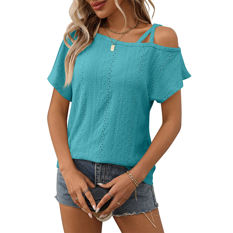 🔥NEW ARRIVAL LIMITED TIME OFFER🔥Women's Fashion Hollow Out Solid Color Short Sleeve Top