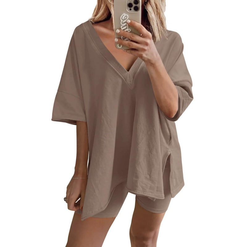 ✨Women's V-Neck T-Shirts and Casual Shorts Two-piece Set🎉 Free Shipping🎉
