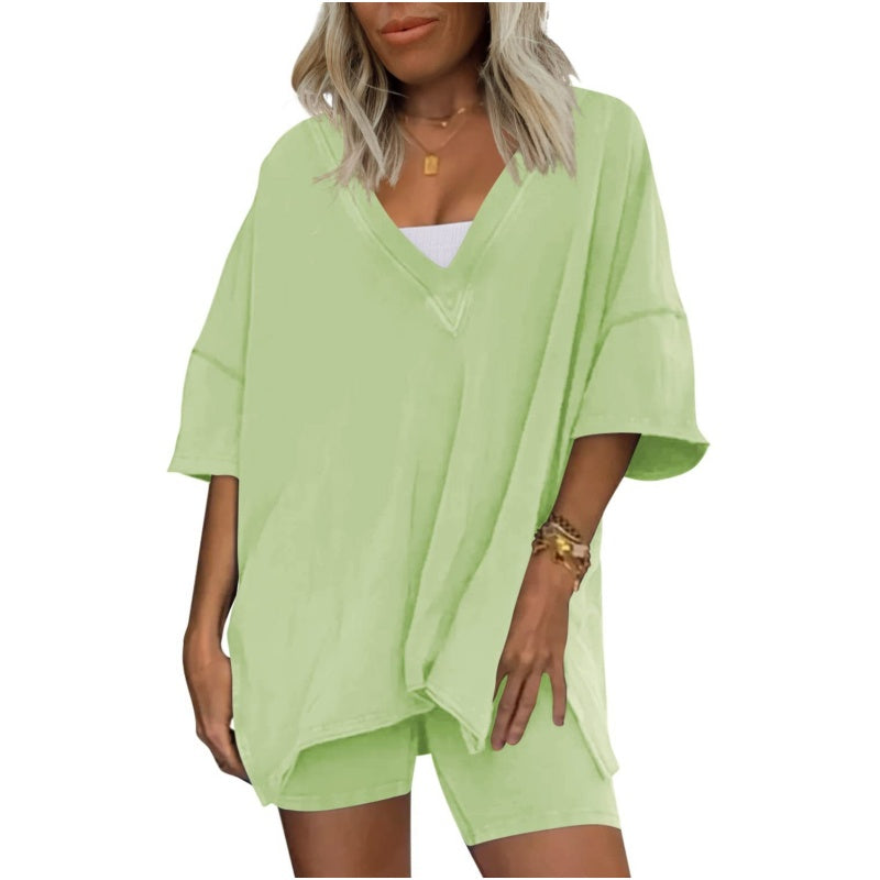 ✨Women's V-Neck T-Shirts and Casual Shorts Two-piece Set🎉 Free Shipping🎉