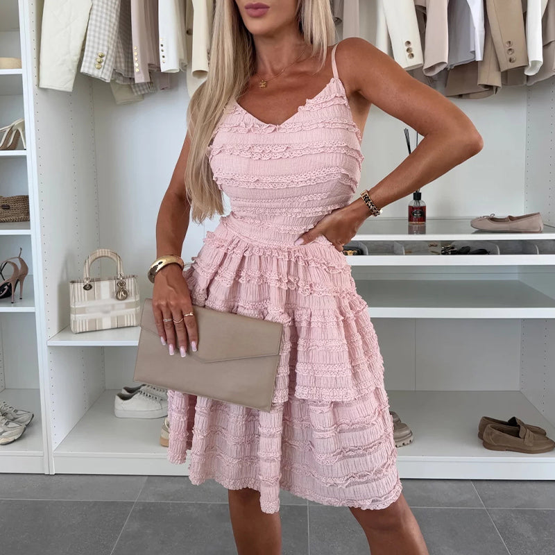 Women’s Spaghetti Strap Tiered Mini Dress