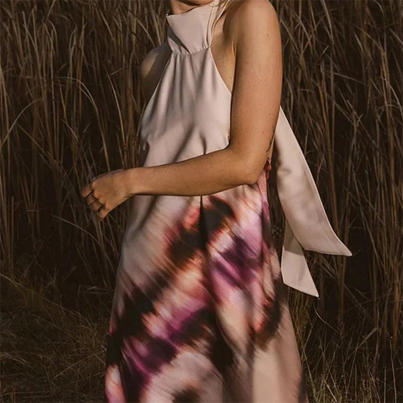 Women's Tie-Dye Halter Maxi Dress