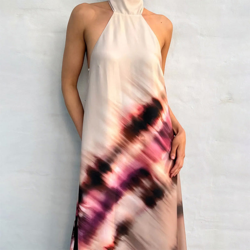 Women's Tie-Dye Halter Maxi Dress