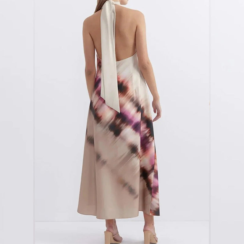 Women's Tie-Dye Halter Maxi Dress