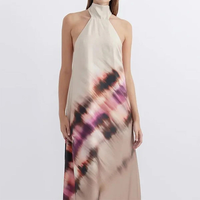 Women's Tie-Dye Halter Maxi Dress
