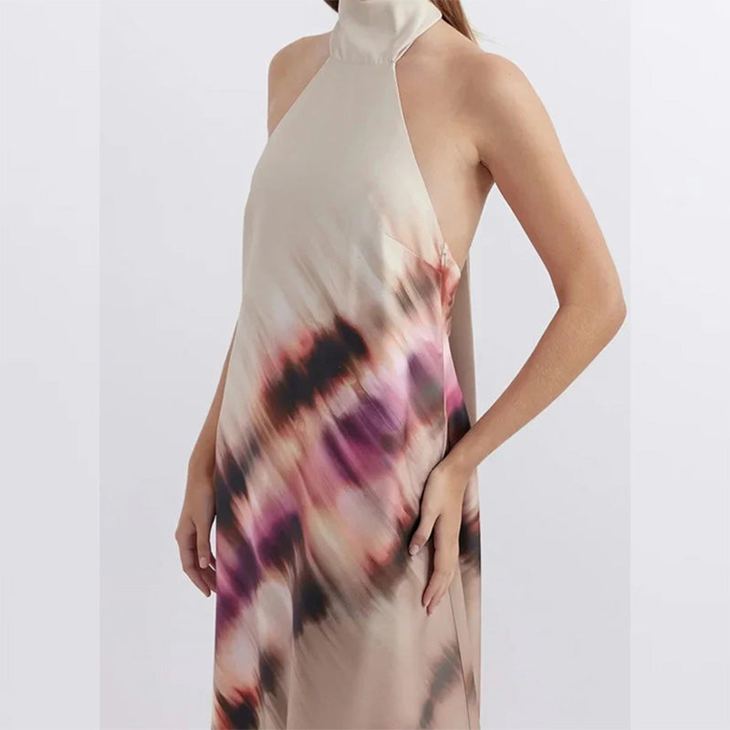 Women's Tie-Dye Halter Maxi Dress