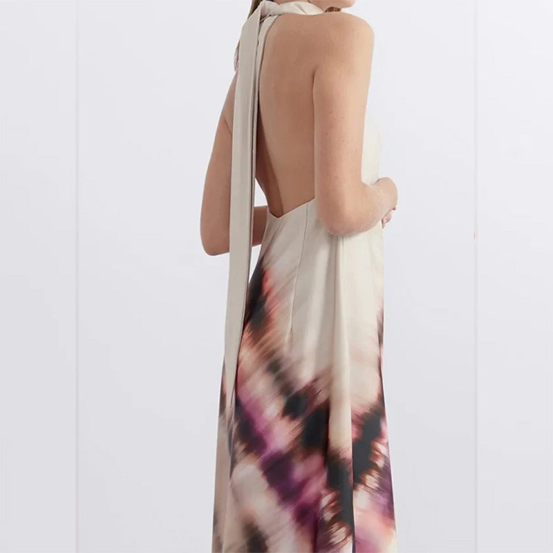 Women's Tie-Dye Halter Maxi Dress