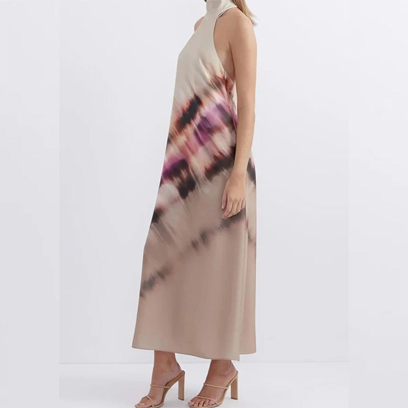 Women's Tie-Dye Halter Maxi Dress