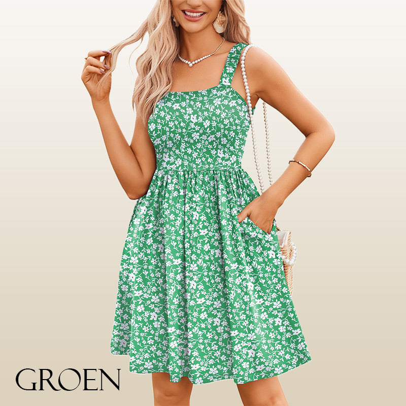 ⏰Hot Sale 49% Off💃Women's Summer Dresses Casual Square Neck Floral Sundress With Pockets