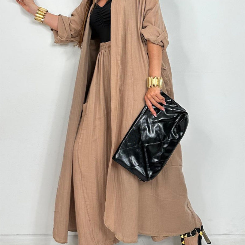 Women's Casual Cardigan Wide Leg Pants 2 Pieces Set