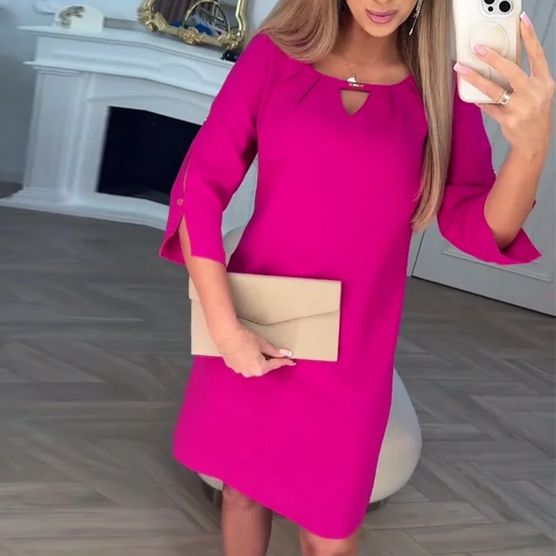 Women's Solid Color Knee Length Dress