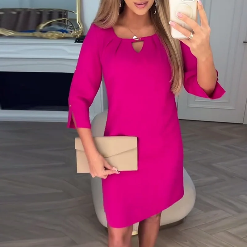 Women's Solid Color Knee Length Dress