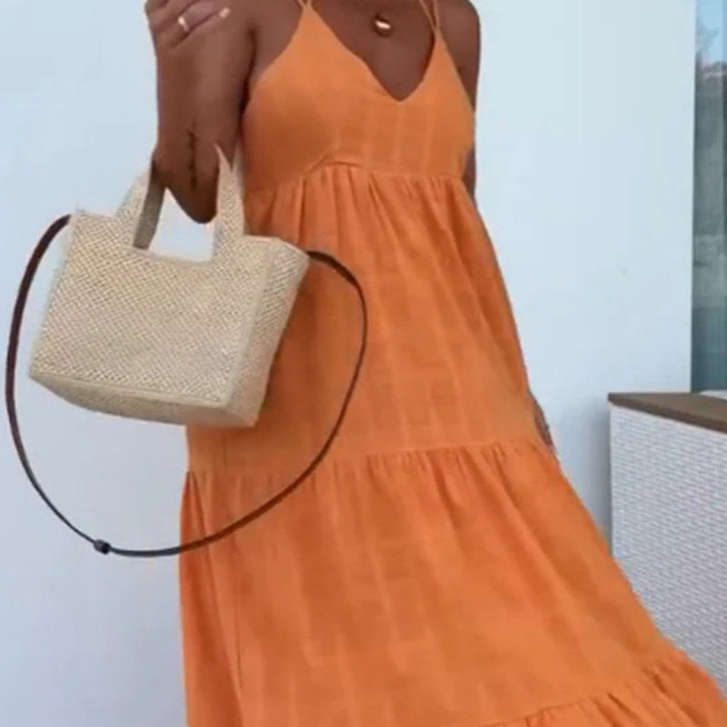 Women’s Trendy V Neck Spaghetti Strap Tiered Maxi Dress