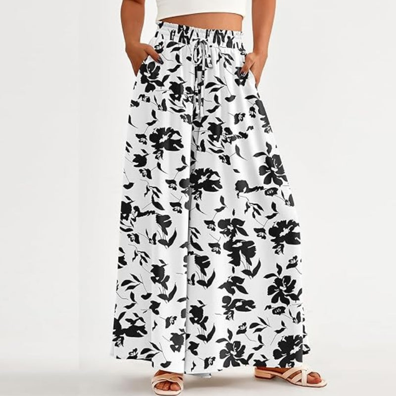 Floral Print High-Waisted Wide Leg Pants