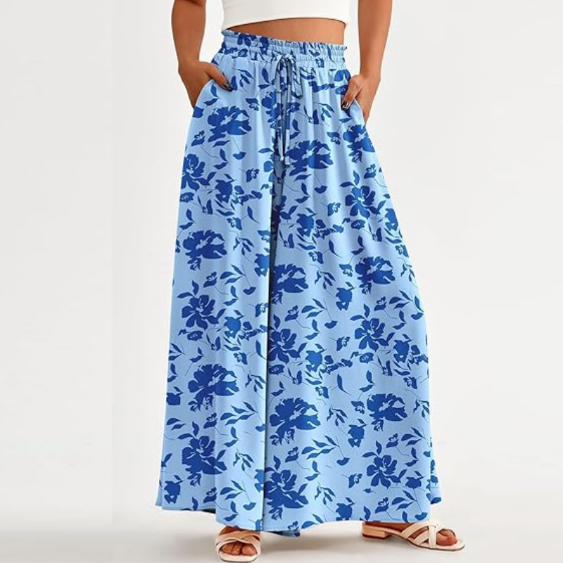 Floral Print High-Waisted Wide Leg Pants