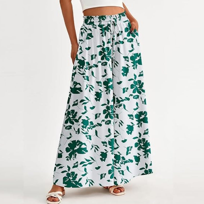 Floral Print High-Waisted Wide Leg Pants