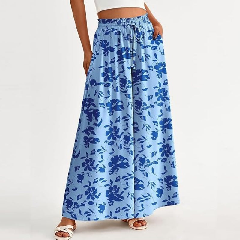 Floral Print High-Waisted Wide Leg Pants