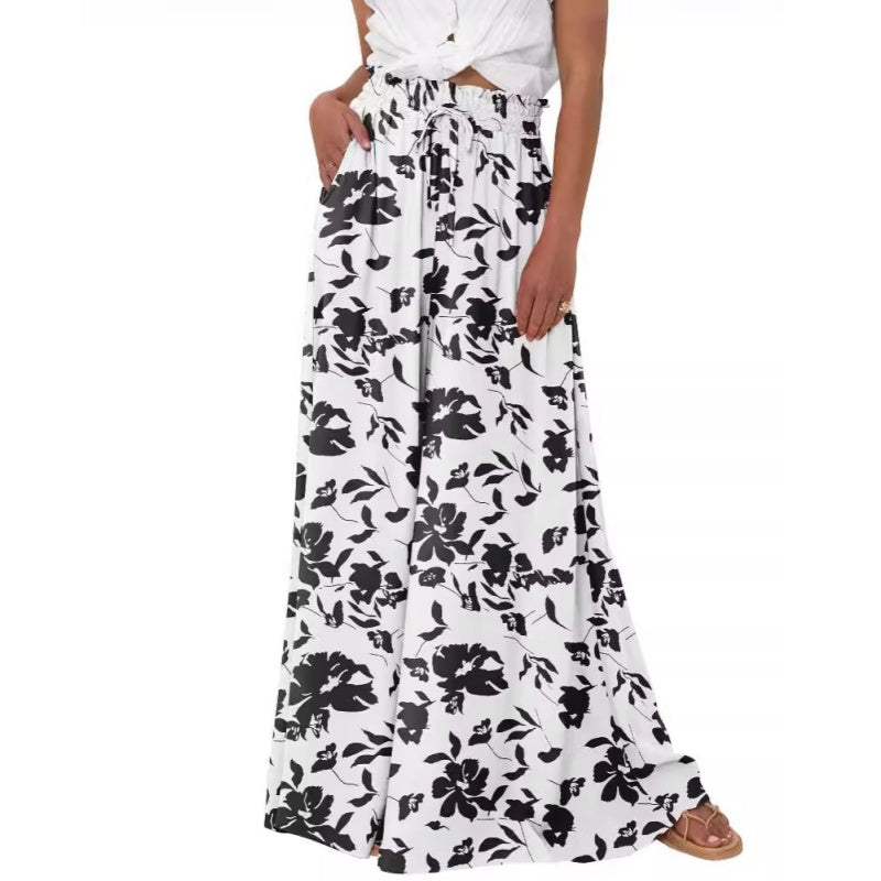 Floral Print High-Waisted Wide Leg Pants