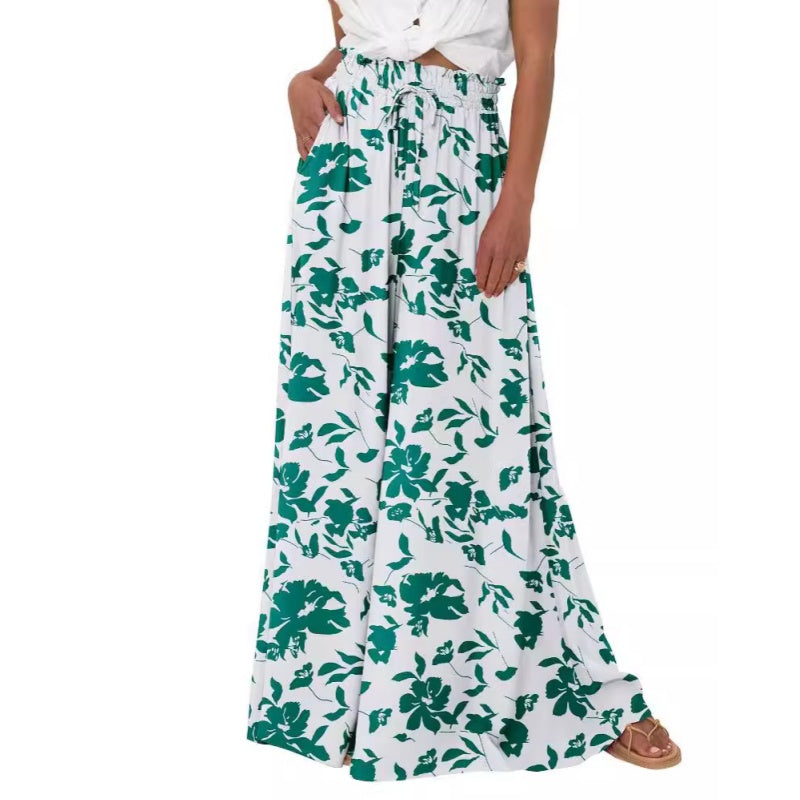 Floral Print High-Waisted Wide Leg Pants