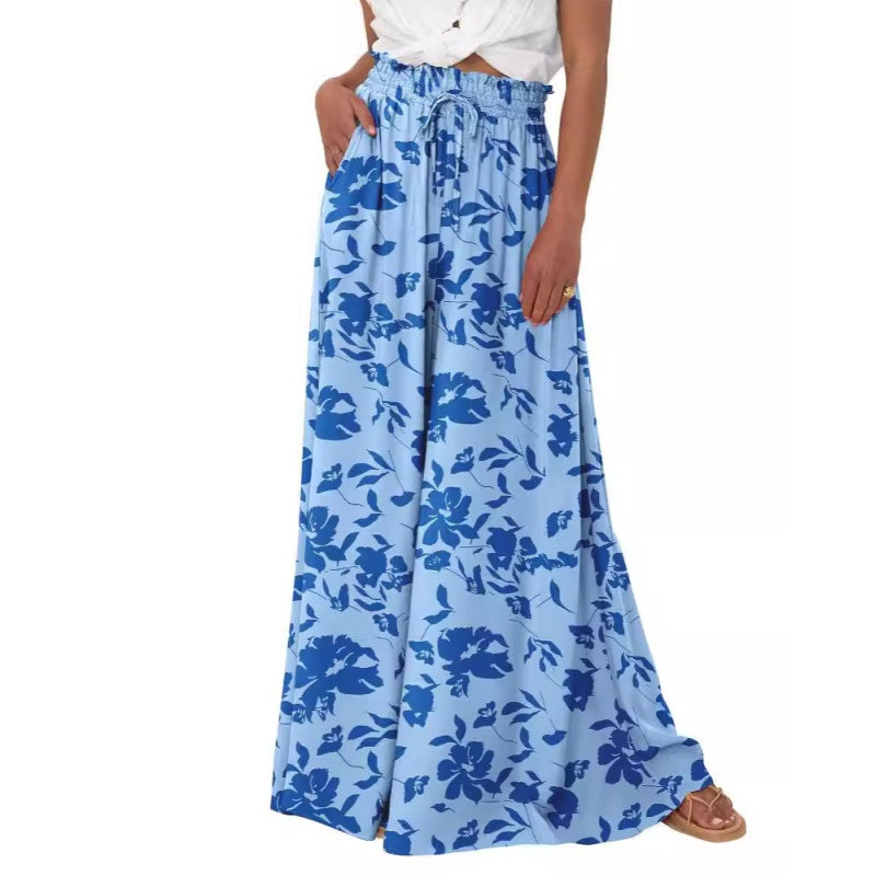 Floral Print High-Waisted Wide Leg Pants