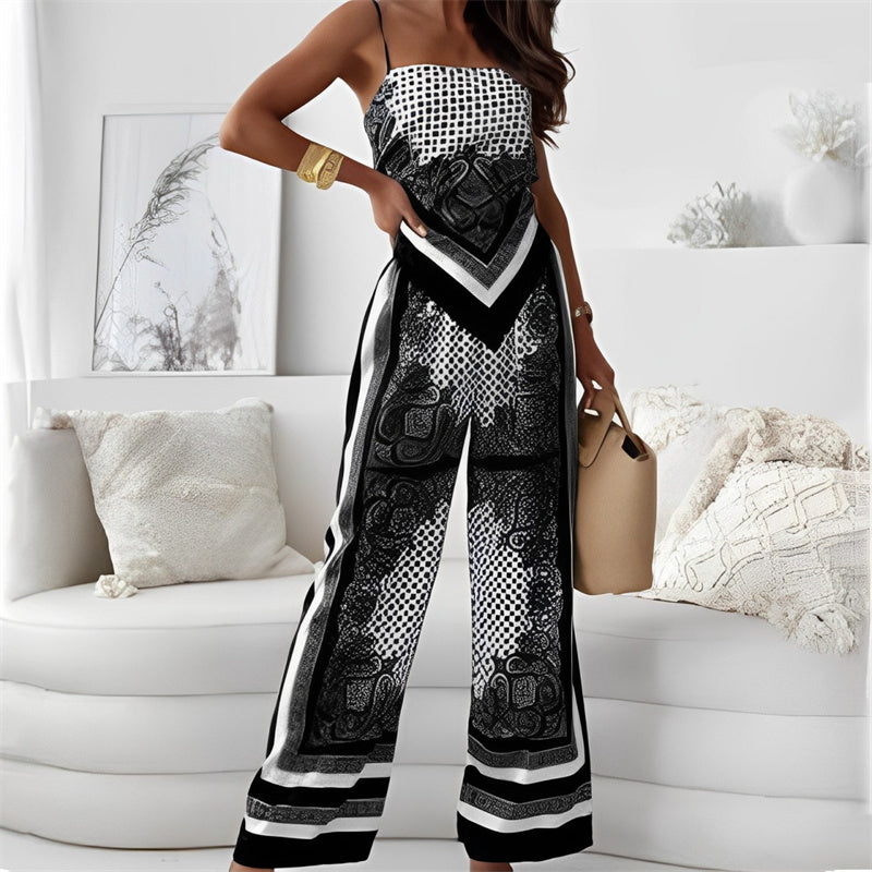 Women's 2 Piece Outfits Bandana Crop Top & Pants