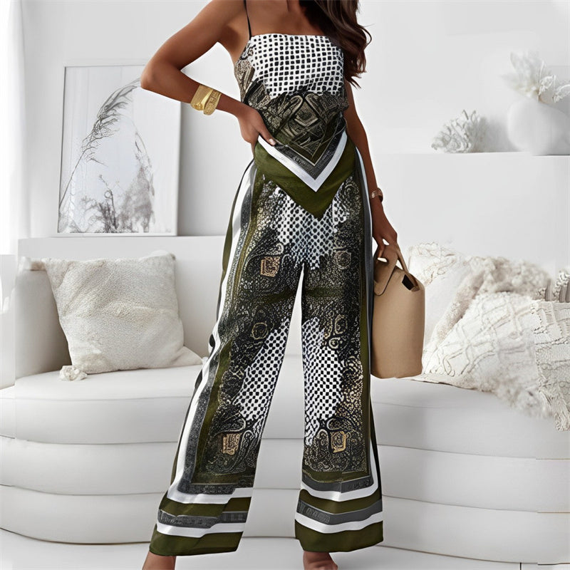 Women's 2 Piece Outfits Bandana Crop Top & Pants