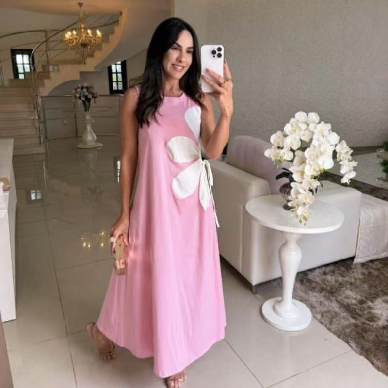 Women's Elegant Printed Sleeveless Dress